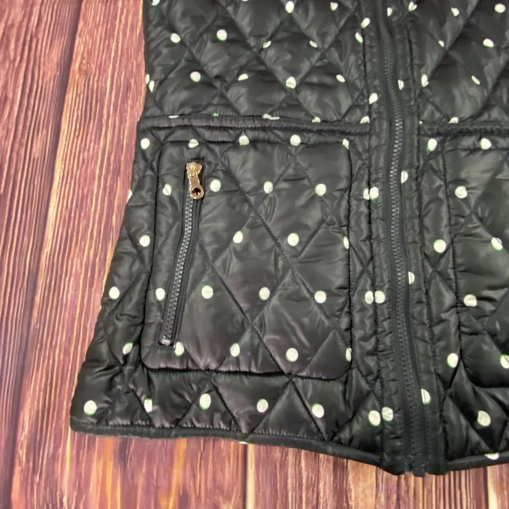 Kate Spade Women’s Reversible Quilted Polka Dot Vest Black Size Small S